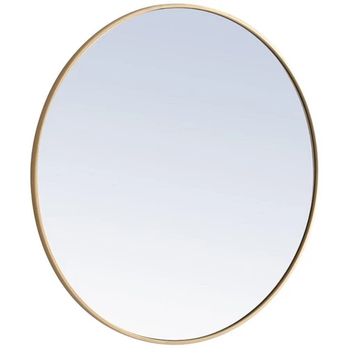 Elegant Decor Eternity 36" Round Metal Frame Mirror in Brass - Picture 3 of 8