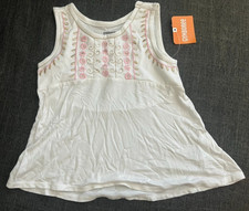 NWT Gymboree Girls White Sleeveless Soft Shirt with Pink and Gold Flowers Sz 4T
