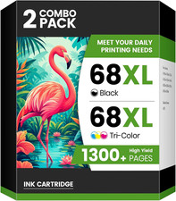 68XL 68 Ink Cartridges Black/Color Combo Pack for HP Printers Ink 68 68XL