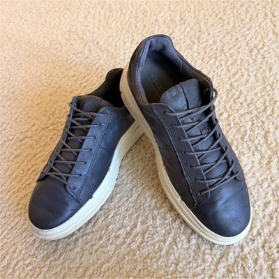 Comfortable ECCO Men's Navy Leather Sneakers Lace Up Casual Shoes EU 41 US 8