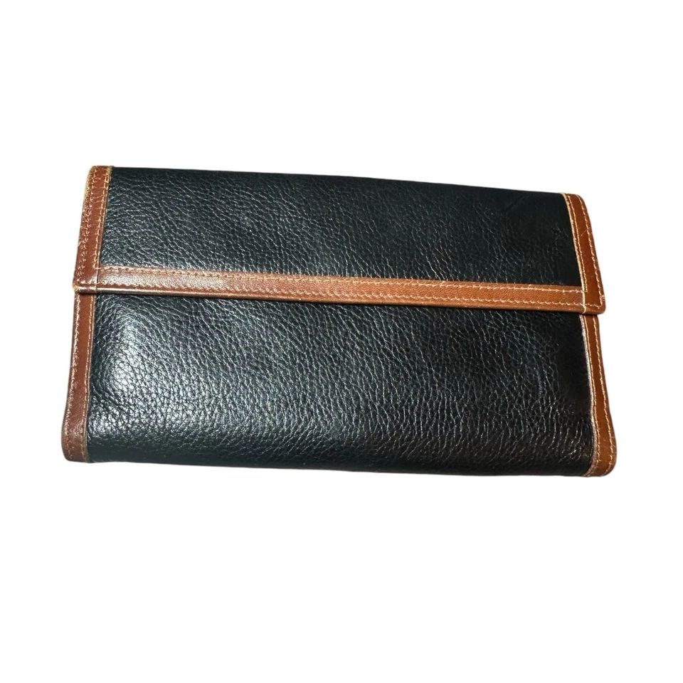 Cartera Bally vintage con múltiples ranuras para tarjetas negra con ribete marrón cuero rara Foto 3 de 4