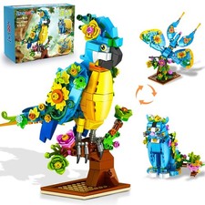 3 in 1 Flower Cat Parrot Butterfly Building Set, Animal Figures Building Toy ...