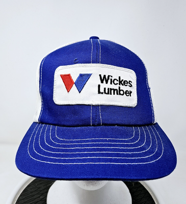 #ad #ad VINTAGE 80s Wickes Lumber Mesh Trucker Hat Logo Blue $16.99