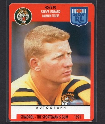STEVE EDMED 1991 Stimorol Rugby League NRL Card BALMAIN TIGERS #45 PSA