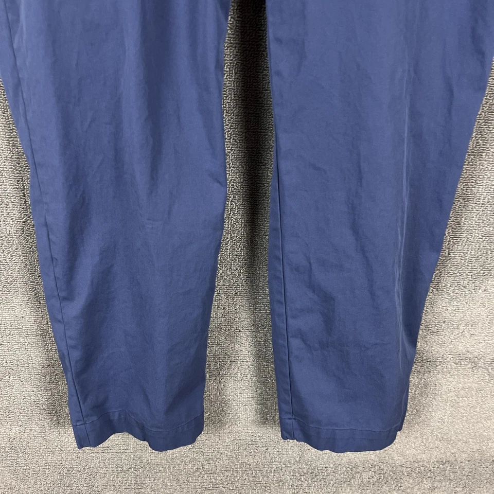 Calça Eileen Fisher Feminina Grande Azul Marinho Algodão Elástico Cônico Fino Tornozelo Chino - Imagem 3 de 4