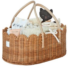 Premium Baby Diaper Caddy Organizer - Handmade  Award-Winning Scalloped Ratt...