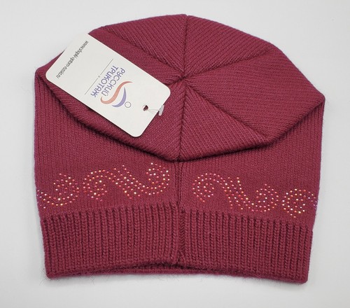 MARIV Kids Girls’ Wool Blend Burgundy Rhinestone Hat Sz 4-7 Years NWT - Picture 2 of 3