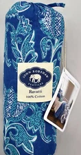 RARE JOHN ROBSHAW TEXTILES RAVATTI COTTON VIOLE 2 EURO SHAM TEAL BLUE FLOWER NEW
