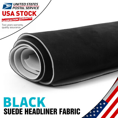 Black Suede Headliner Fabric 1/8'' Foam Upholstery Car Roof Liner Replacement .