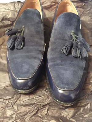 Mr. Hare Genet Tassel Loafer Calf/Suede Blue Size 9 Made In  display picture 1