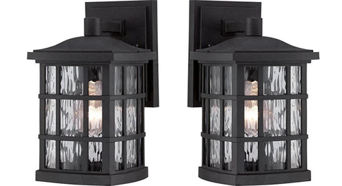 Quoizel SNN8406K One Light Outdoor Wall Lantern Fixture, Mystic Black - 2 Pack - Picture 1 of 5