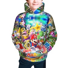 Super Mario Fire Game Hoodie Teens Sweatshirt Pullover Novelty Hoody Party Gift