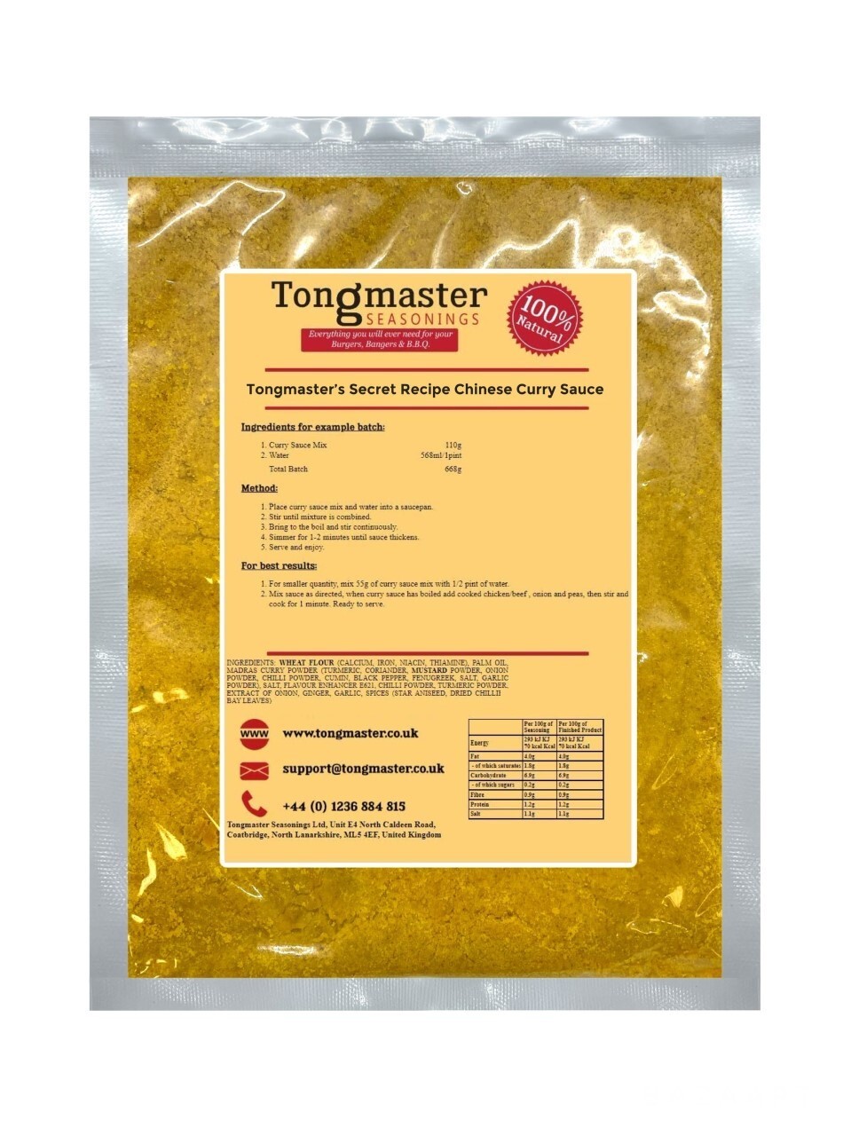 Tongmaster's Secret Recipe Chinese Curry Sauce - 110g
