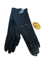 Vintage Cabraro By Hansen Leather Gloves Size 7 Navy NOS With Tags May Co. 1970
