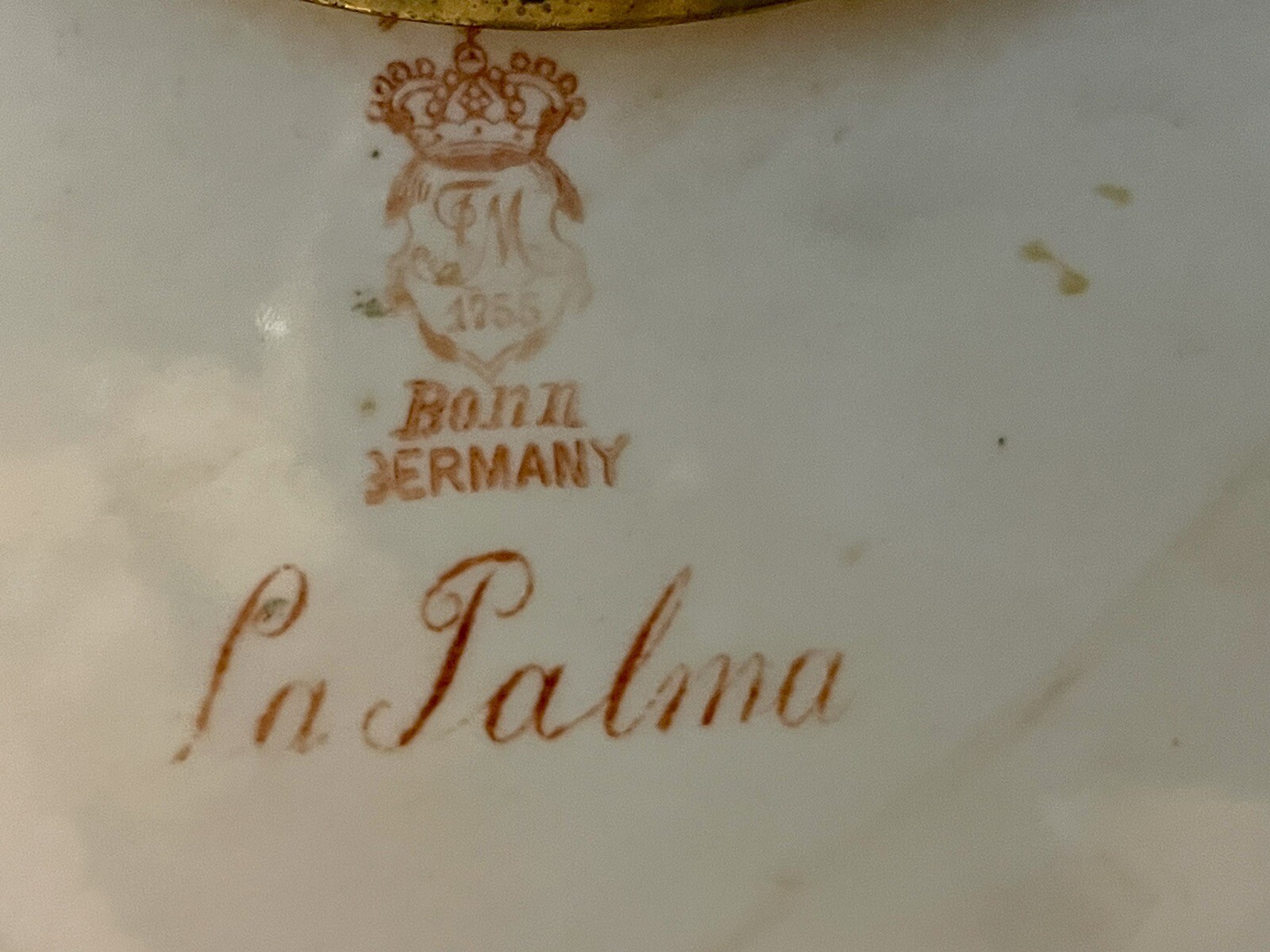 Attractive Porcelain Royal Bonn Clock Case "La Palma" w/ Ansonia Movement