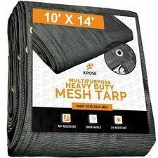 Heavy Duty Mesh Truck Tarp ,10’ x 14’ Multipurpose Black Protective Cover
