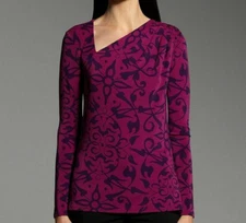 Narciso Rodriguez Women's Sz SMALL Scroll Asymmetrical Blouse Top - Purple