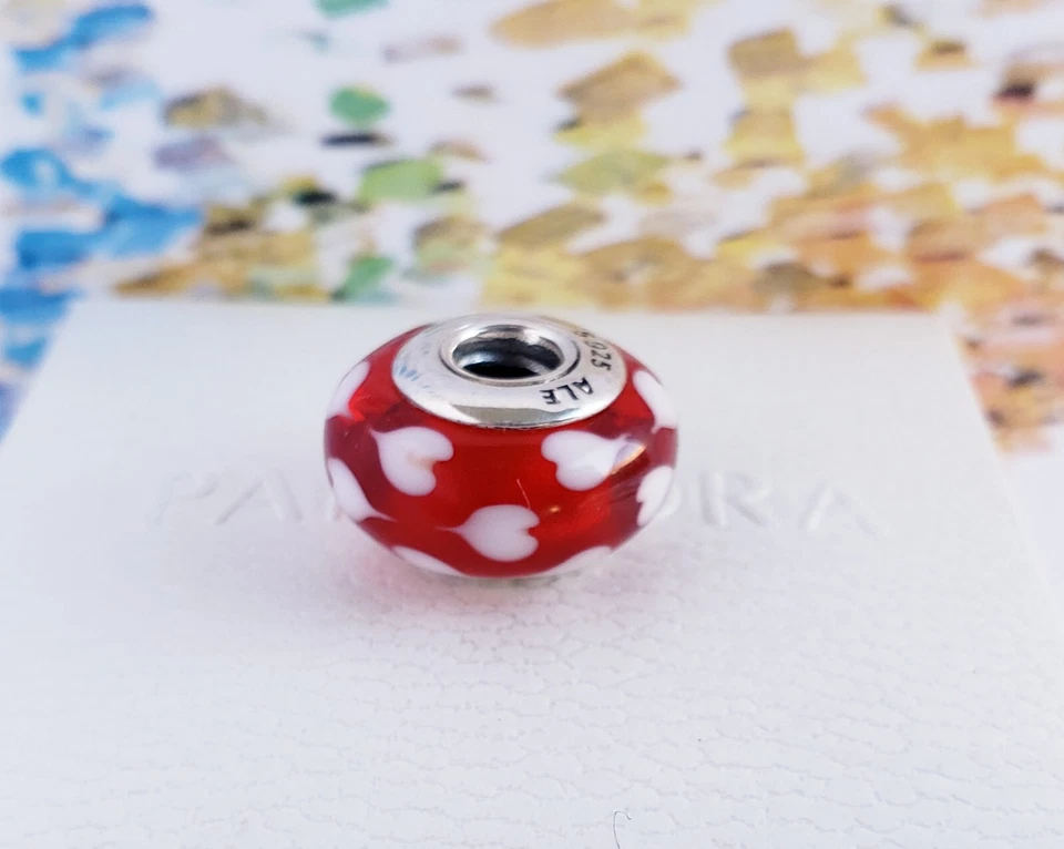 Nuevo Pandora Auténticos Corazones Cristal de Murano Dije Foto 2 de 4