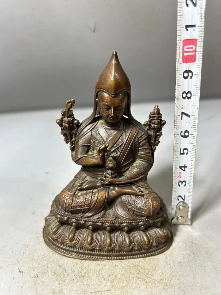 Budismo Tibetano Cobre Tsongkhapa Budista Estatua Adornos Foto 3 de 4