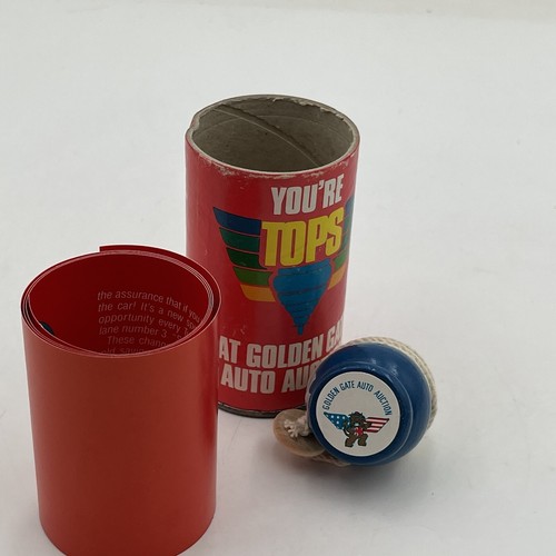 Vintage Wood Spinning Top Toy Advertising Car Auto Auction Made in USA New NOS