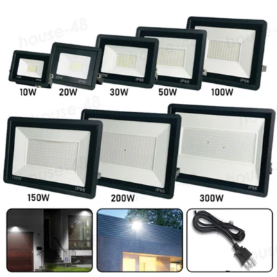 LEADGOODS LED Fluter mit Bewegungsmelder Stecker 10-100W Außen Strahler Scheinwerfer IP66