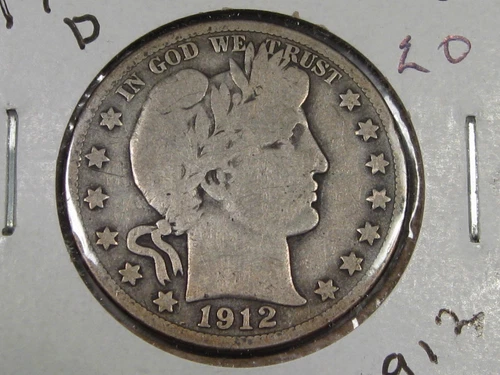 VG 1912-d Silver Barber Half Dollar.  #39
