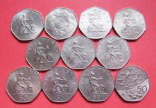 Various large uk 50p coins - select date from list?