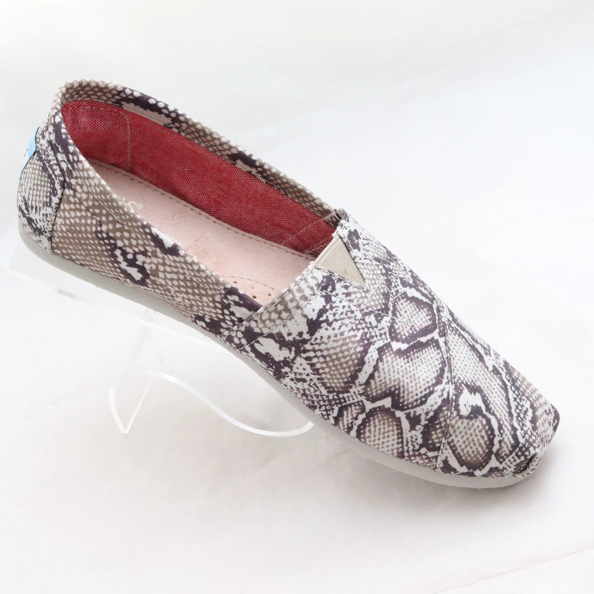 Toms Alpargatas Women s Size 7 Brown Snake Print Slip On Loafers