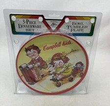 Campbell Kids Dinnerware 1994 Melamine 3 PCs Bowl Plate Tumbler BRAND NEW NOS