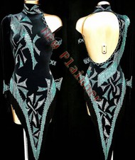 L2483 ballroom Specialty Adult Rhythm/ Latin dress UK 10 US 8 black Turtleneck