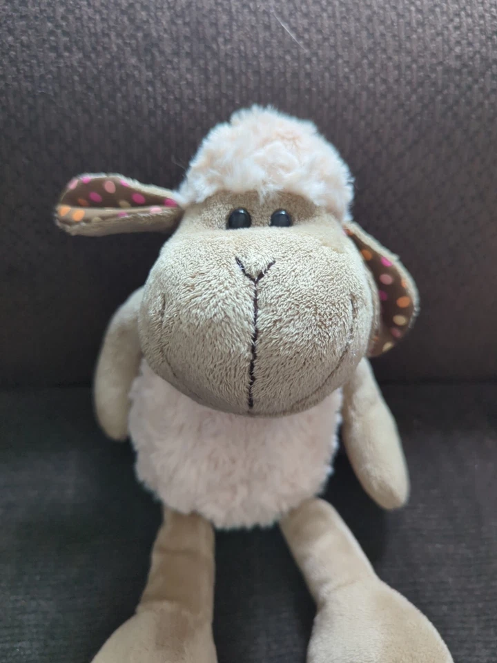 Delta NWT 12" Plush Sheep Lamb Soft Cuddly Body Polka Dots Ear Feet Adorable  Foto 2 de 4