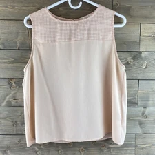 Elodie Womens Blouse Sleeveless Shirt Textured Light Pink Semi Sheer Size Large