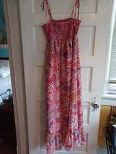 Liberty of London Target smocked paisley maxidress S boho preppy resortwear vaca