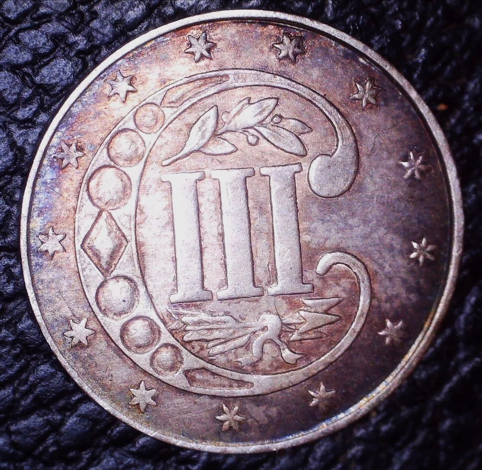 1861 Silver Three Cent, ANACS AU53, Civil War Era !! - Image 4 of 4