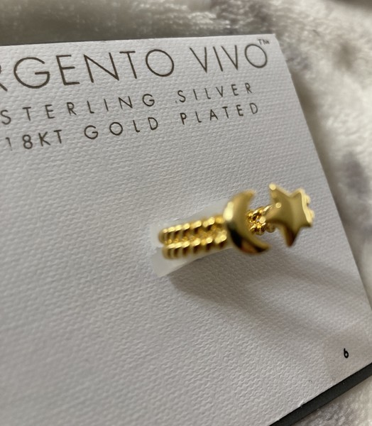 Alternate view of Argento Vivo Women's Sterling Silver 18-kt Gold-plated Ring~star Moon~sz New
