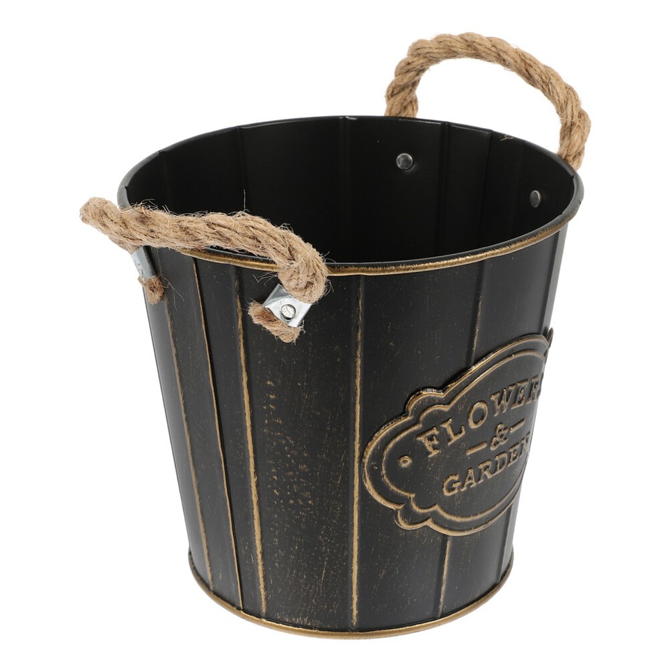 3pcs Iron Art Flower Bucket Vintage Handle Bucket Flowerpot Balcony