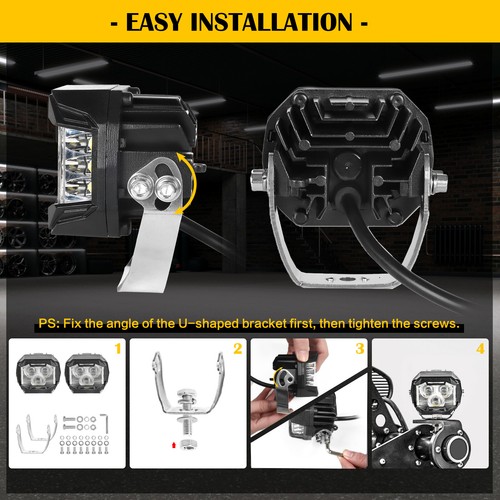 Par de cápsulas de barra de luz de trabajo LED de 3"" ámbar niebla conducción tirador lateral todoterreno + cable - Imagen 7 de 12