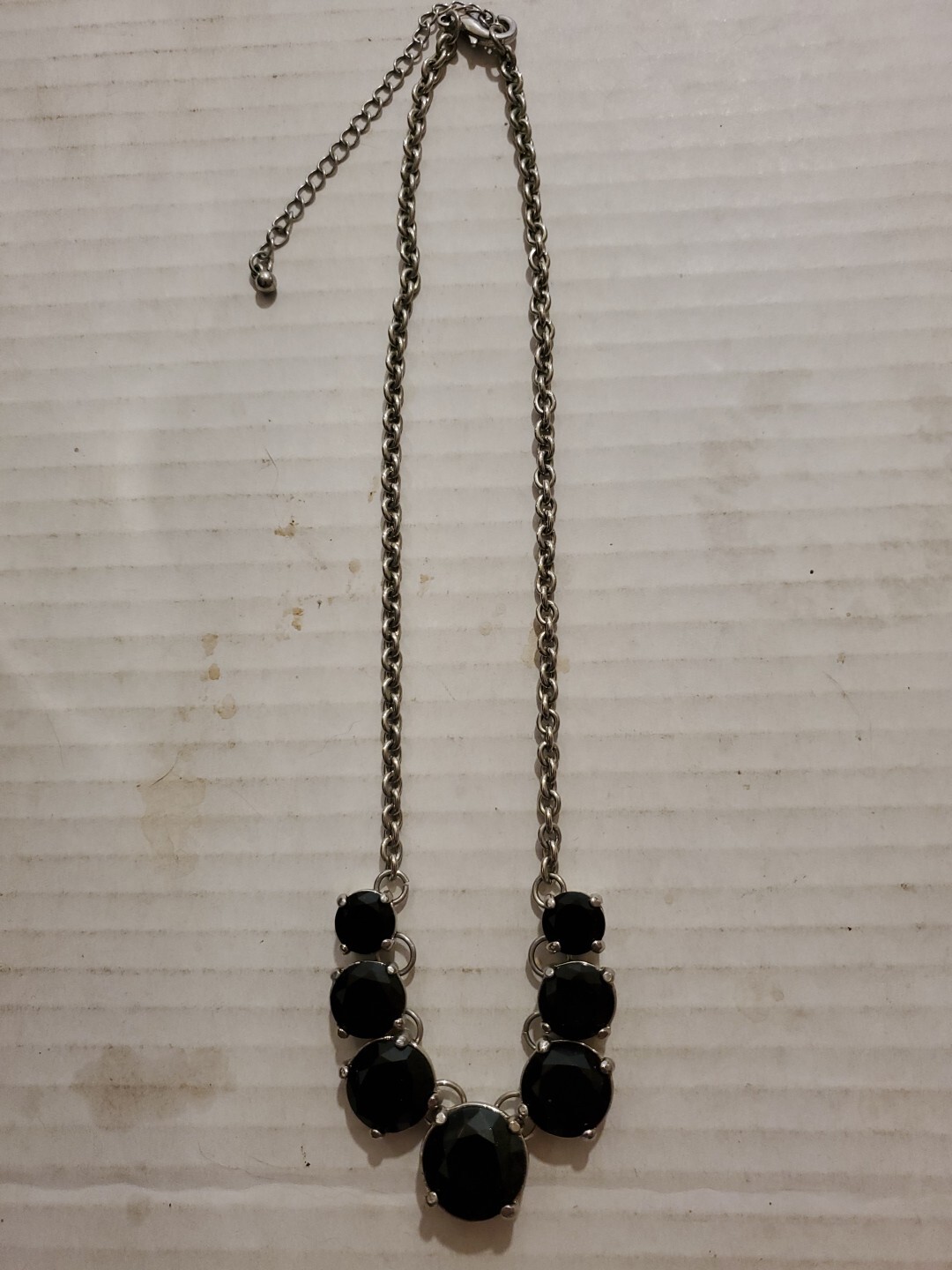 Black Faceted Chunky Beaded Chain Metal Necklace Fashion Costume Necklace