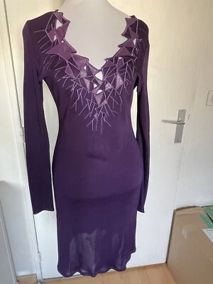 Robe Thierry Mugler. En Cuir Et Viscose. Décolleté Plongeant. Très Bonne État. - Photo 1/4