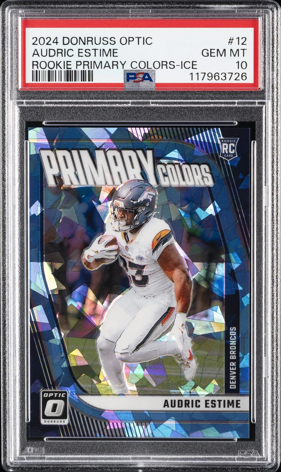 Audric Estime Panini Donruss Optic Rookie Primary Colors #12 Ice