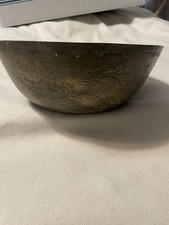 Antique Chinese Brass Engraved Bowl With A Dragon And Pheonix Marked