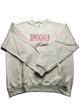 Spooky Season Sweatshirt XL Embroidered Crewneck Cream NWOT Halloween Jerzee