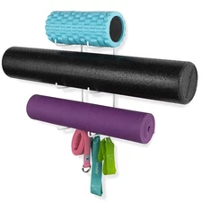 Guru Wall Mount Yoga Mat Home Gym Equipment Resistance Bands Foam Roller Holder