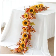  Artificial Sunflower Garland 6FT Fake Silk Sunflowers Flower Garland Orange