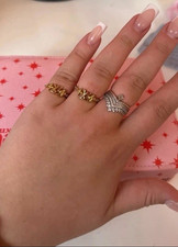 Louis Vuitton Yellow Gold Plated Band Ring M 1/2 Round No Stone Used