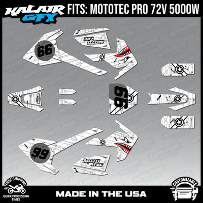 Graphics Kit for MotoTec Pro 72v 5000W (All Years) Predator Series - White