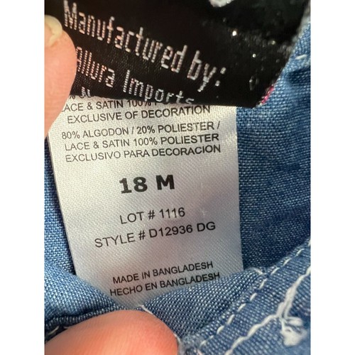 DDG Darlings Girls Denim Dress with Lace Overlay Size 18 Months - Picture 5 of 6