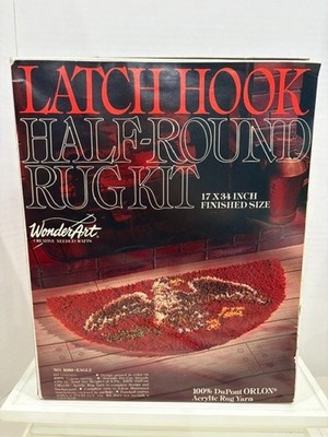 WonderArt Eagle Patriotic Latch Hook Half Round Rug Kit 4680 17x34 NOS Open Box