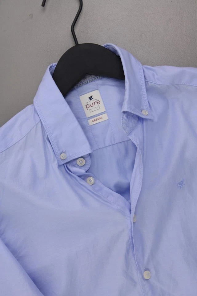 ⭐ Pure Hatico camicetta per uomo taglia 46, S blu di cotone ⭐ - Immagine 2 di 4