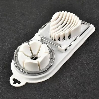 2-in-1 Stainless Steel Wire Egg Cutter Slicer with PP Base   Kitchen Accessory